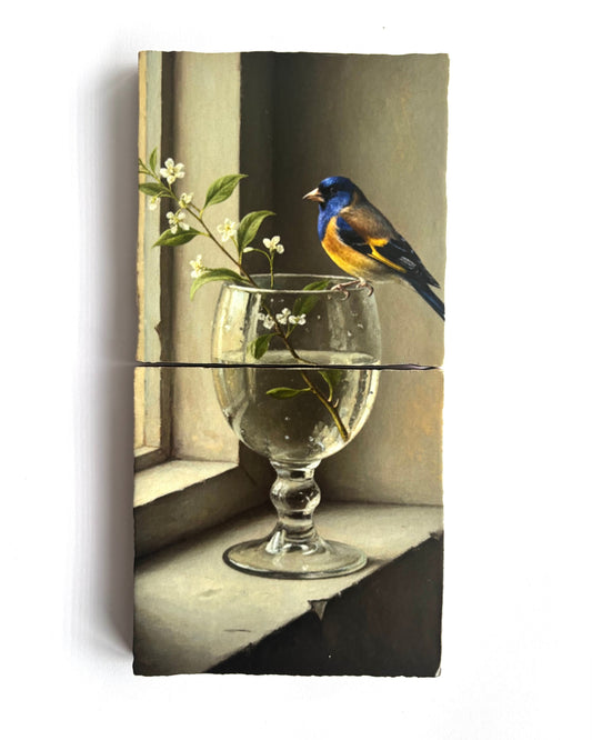 Tweeluik Vink op glas bij raam