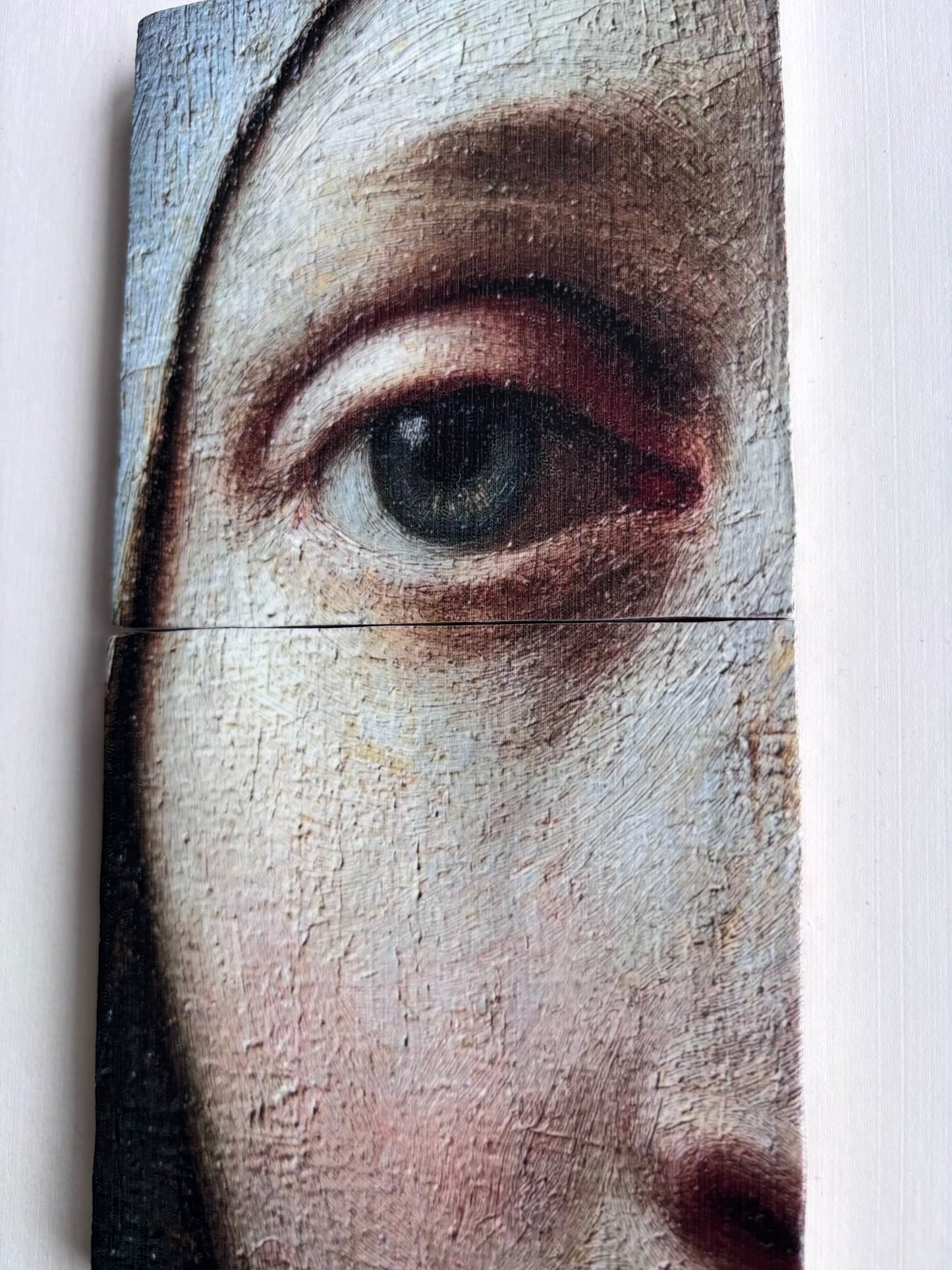 Detail van olieverfschilderij Vrouw met Doek