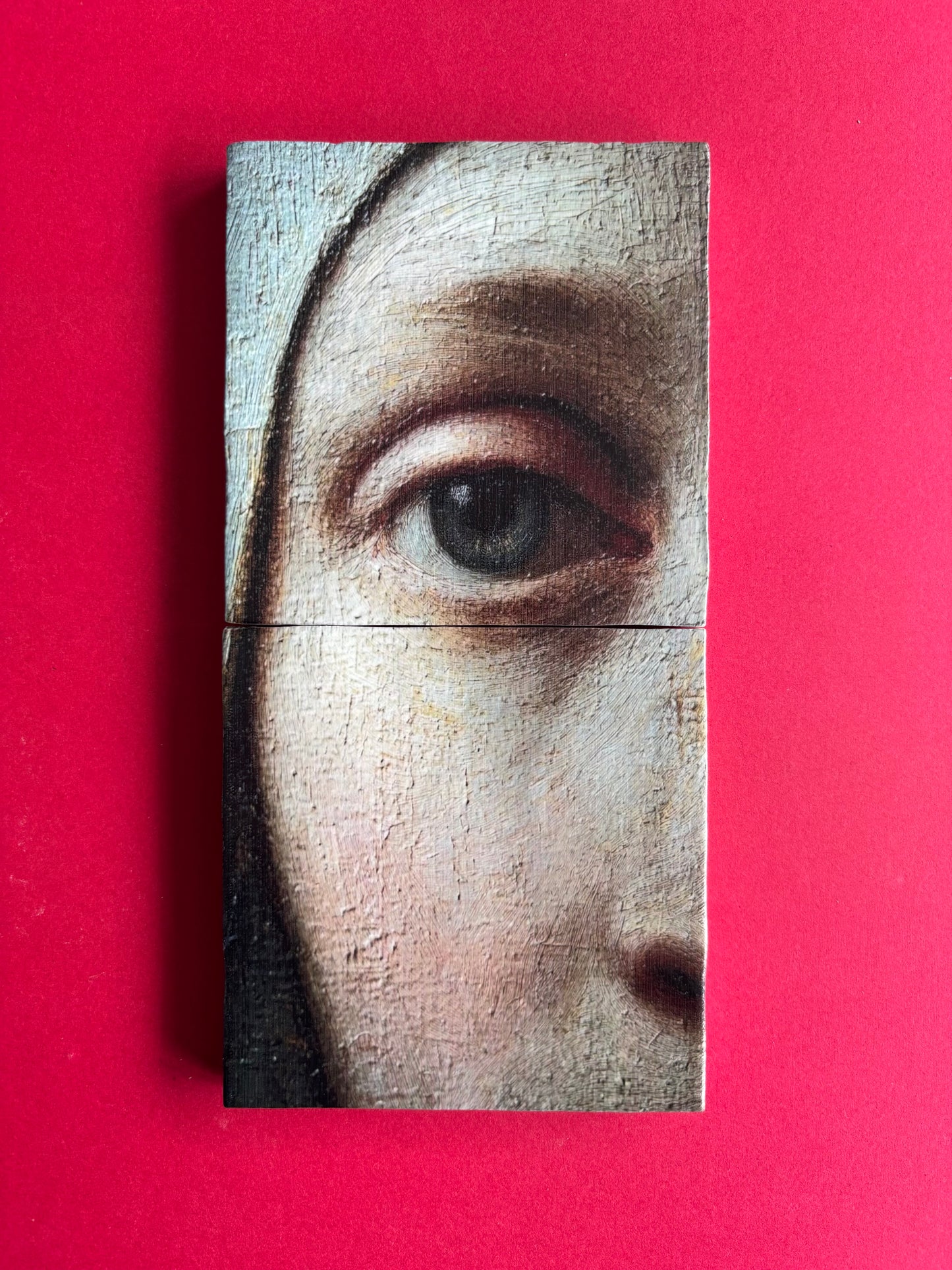 Detail van olieverfschilderij Vrouw met Doek