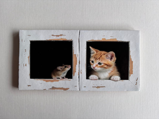 Tegel Tweeluik Kitten en muis